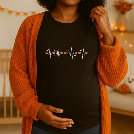 Halloween Heartbeat Pumpkin Maternity Spooky EKG T-Shirt