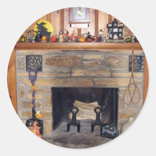 Halloween Hearth Runder Aufkleber (Vorderseite)