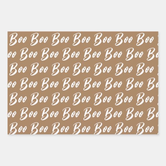 Halloween-hellbraunes Boottextmuster Geschenkpapier Set (Vorderseite 3)