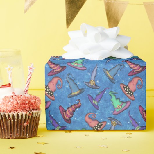 Halloween-Henkerhüte auf Blau Geschenkpapier (Geburtstagsparty)