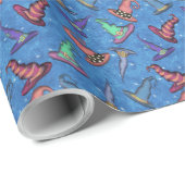 Halloween-Henkerhüte auf Blau Geschenkpapier (Rolleneckpunkt)