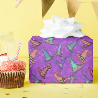 Halloween-Henkerhüte auf Fuchsia-Rosa Geschenkpapier