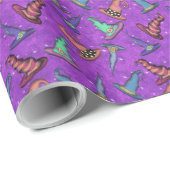 Halloween-Henkerhüte auf Fuchsia-Rosa Geschenkpapier (Rolleneckpunkt)