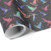 Halloween-Henkerhüte auf Schwarz Geschenkpapier (Rolleneckpunkt)