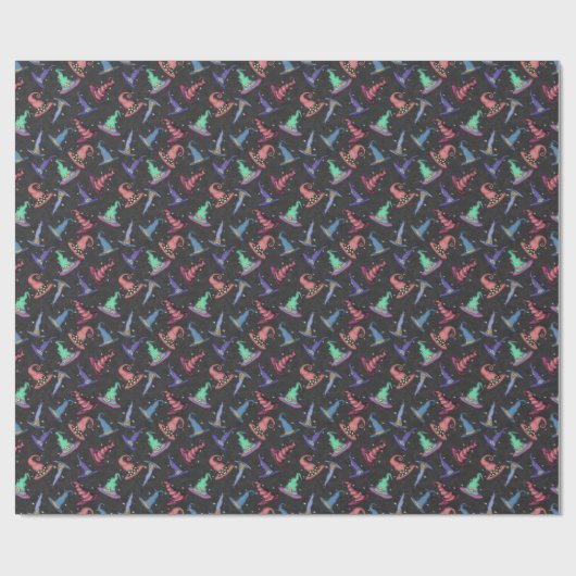 Halloween-Henkerhüte auf Schwarz Geschenkpapier (Flach)