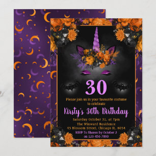 Halloween Herbst Blumen Einhorn Gesicht Geburtstag Einladung