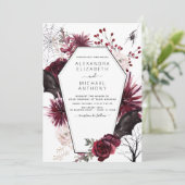 Halloween Herbst Dunkle Hochzeit Einladung (Stehend Vorderseite)