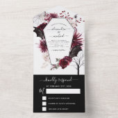 Halloween Herbst Dunkler Burgund Schwarz All In One Einladung (Innen Boden)