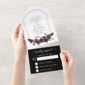 Halloween Herbst Dunkler Burgund Schwarz All In One Einladung (Abreißen)