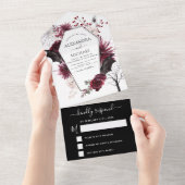 Halloween Herbst Dunkler Burgund Schwarz All In One Einladung (Abreißen)