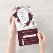 Halloween Herbst Dunkler Burgund Schwarz All In One Einladung (Abreißen)