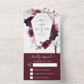 Halloween Herbst Dunkler Burgund Schwarz All In One Einladung (Innen Boden)