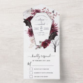 Halloween Herbst Dunkler Burgund Schwarz All In One Einladung (Innen Boden)