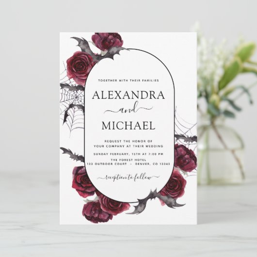 Halloween Herbst Herbst Burgund Einladung (Stehend Vorderseite)