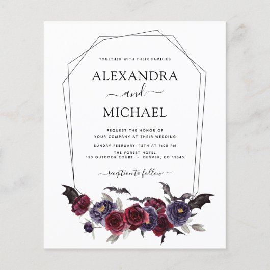 Halloween Herbst Herbst Burgund Hochzeit Flyer (Vorne)