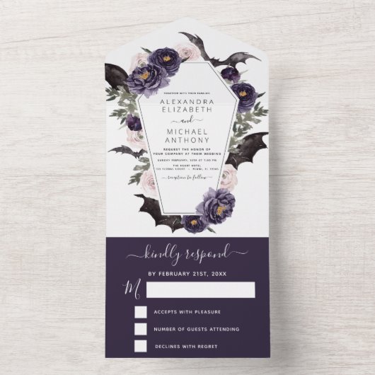 Halloween Herbst Herbst Dunkel Lila All In One Einladung (Innen Boden)