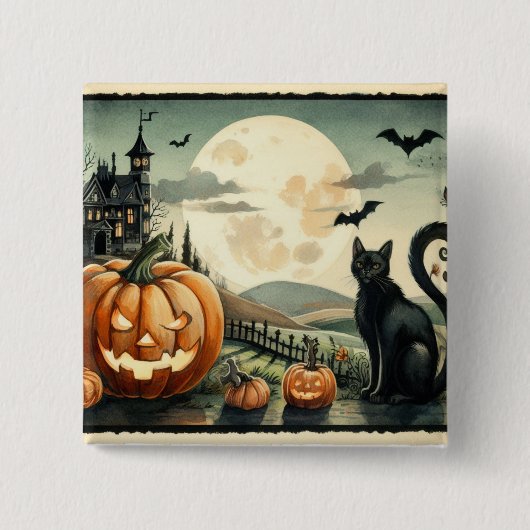 Halloween/Herbst/Herbst/Kürbis/Katze Button (Vorderseite)