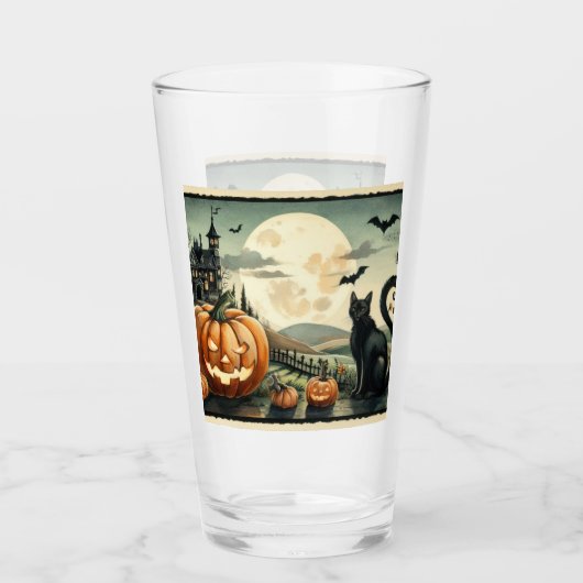 Halloween/Herbst/Herbst/Kürbis/Katze Glas (Vorderseite)