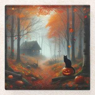 Halloween/Herbst/Herbst/Kürbis/Katze Glasuntersetzer