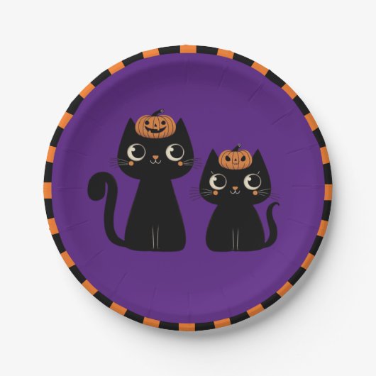 Halloween/Herbst/Herbst/Kürbis/Katze Pappteller (Vorderseite)