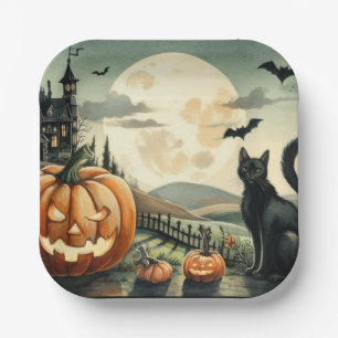 Halloween/Herbst/Herbst/Kürbis/Katze Pappteller