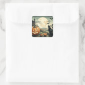 Halloween/Herbst/Herbst/Kürbis/Katze Quadratischer Aufkleber (Tasche)