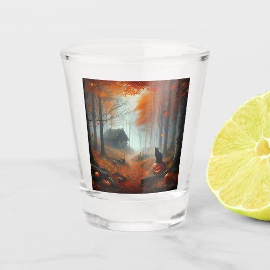 Halloween/Herbst/Herbst/Kürbis/Katze Schnapsglas (Vorderseite)