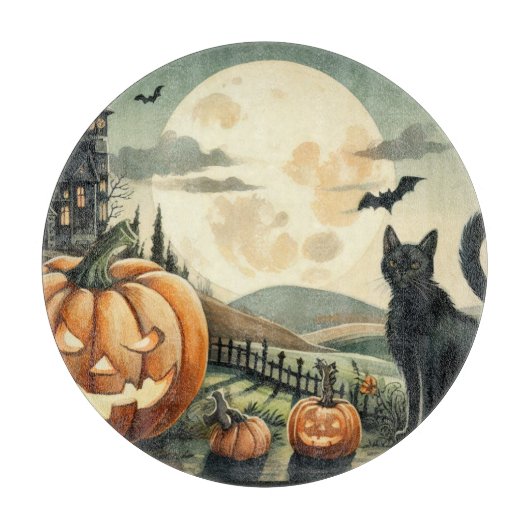 Halloween/Herbst/Herbst/Kürbis/Katze Schneidebrett (Vorderseite)