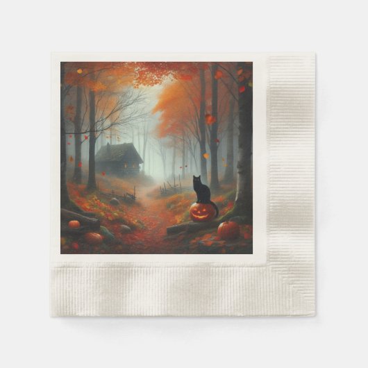 Halloween/Herbst/Herbst/Kürbis/Katze Serviette (Vorderseite)