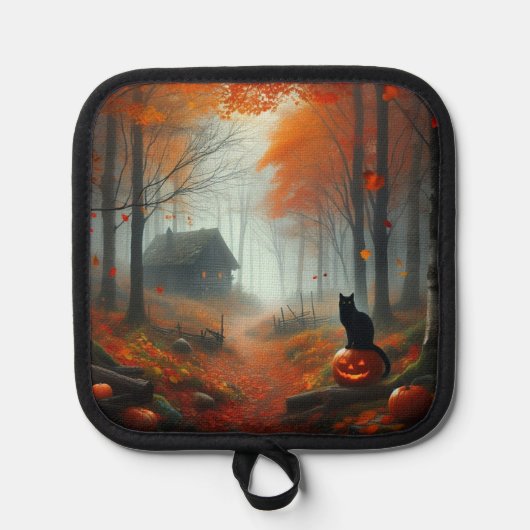 Halloween/Herbst/Herbst/Kürbis/Katze Topflappen (Vorderseite)