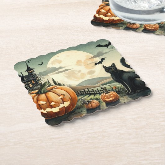 Halloween/Herbst/Herbst/Kürbis/Katze Untersetzer (angewinkelt)