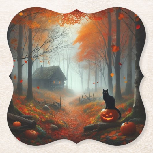 Halloween/Herbst/Herbst/Kürbis/Katze Untersetzer (Vorderseite)