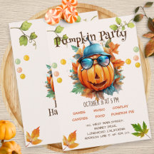 Halloween Herbst-Kürbis-Geburtstags-Einladung