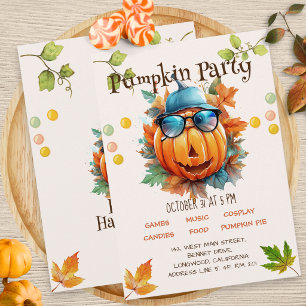 Halloween Herbst-Kürbis-Geburtstags-Einladung Einladung