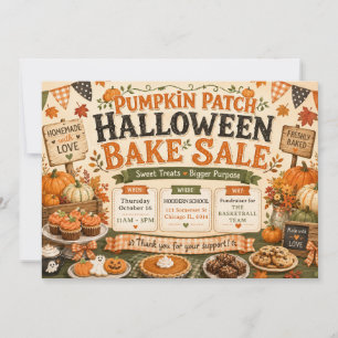 Halloween Herbst Kürbisfeld Backverkauf Einladung