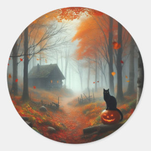 Halloween/Herbst/Spätherbst/Kürbis/Katze Runder Aufkleber