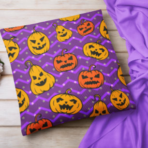 Halloween Herbst Thanksgiving Kürbis Chevron Lila Kissen