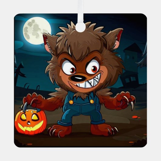 Halloween/Herbst/Werwolf/Cartoon Ornament Aus Metall (Vorderseite)