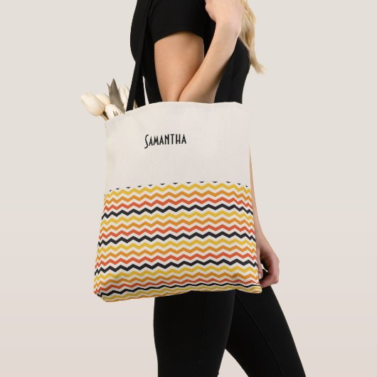 Halloween Herbst Zickzack Herbstfarben Name Tasche (Von Nahem)