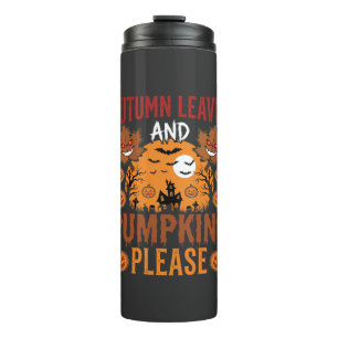 Halloween Herbstblätter und Kürbisse Gruseliger Ve Thermosbecher