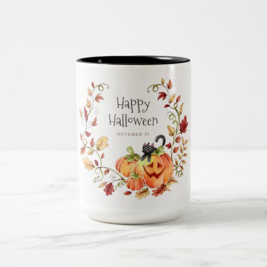 Halloween-Herbstblätter Zweifarbige Tasse (Mittel)
