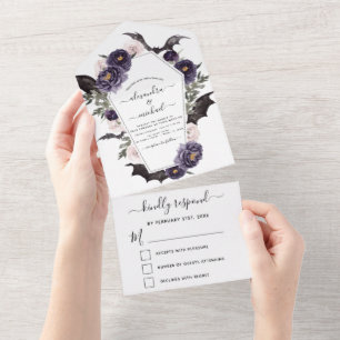 Halloween-Herbstherbst Lila All In One Einladung