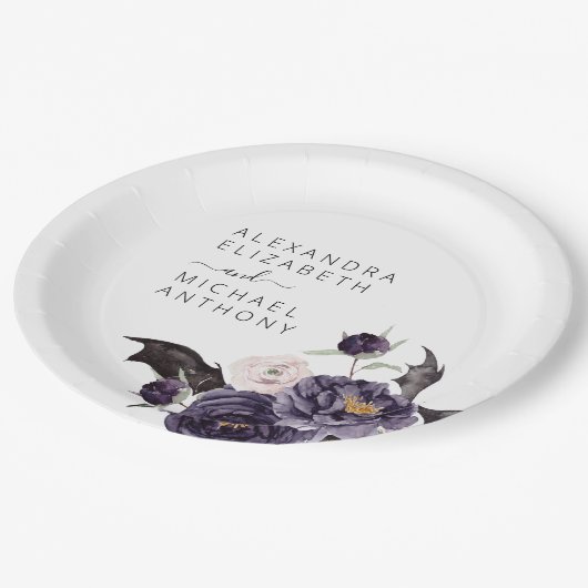 Halloween-Herbstherbst Lila Pappteller (Schrägansicht)