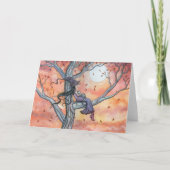 Halloween-Herbstkatzenkarte Karte (Vorderseite)