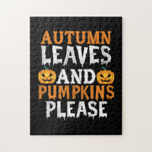 Halloween Herbstlaub und Kürbis Geburtstag Puzzle