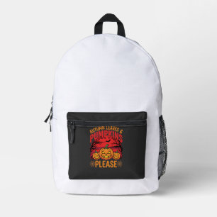 Halloween Herbstlaub und Kürbisse Bitte Design Bedruckter Rucksack