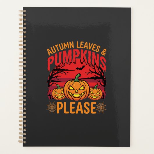 Halloween Herbstlaub und Kürbisse Bitte Design Planer (Vorderseite)