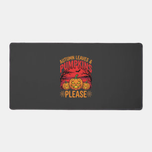 Halloween Herbstlaub und Kürbisse Bitte Design Schreibtischunterlage