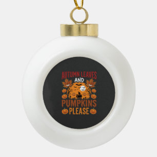 Halloween Herbstlaub und Kürbisse Gruseliger Vekto Keramik Kugel-Ornament