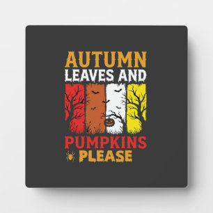 Halloween Herbstlaub und Kürbisse Vintage-Design Fotoplatte
